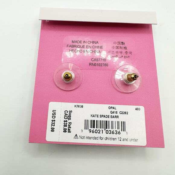 Kate Spade Glitter Stud Earring Mini Square Silver Opal Designer Jewelry Studs - Picture 7 of 13